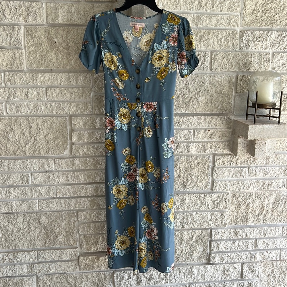 Bands of Gypsies Floral V Neck Jumpsuit Size xs